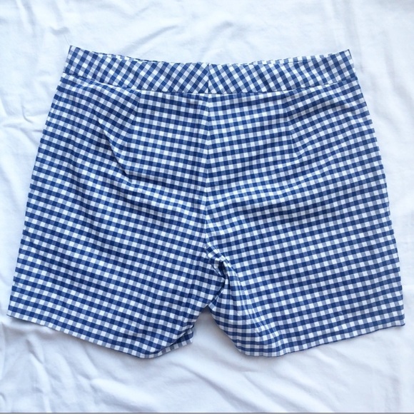 J. Mclaughlin Gingham Shorts 2 Blue White Stretch - Picture 3 of 6